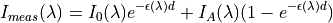 I_{meas}(\lambda) = I_0(\lambda)e^{-\epsilon(\lambda)d} +
I_A(\lambda)(1-e^{-\epsilon(\lambda)d})