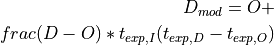 D_{mod} = O + \\frac{(D - O)*t_{exp,I}}{(t_{exp, D}-t_{exp, O})}